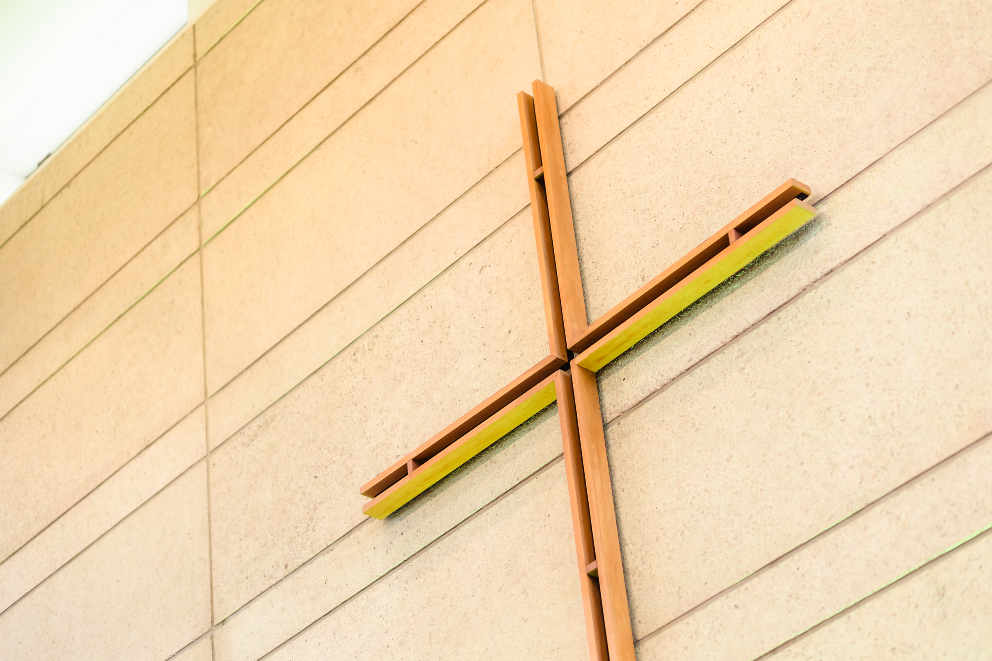 A cross on a church wall.