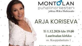 Konsertin juliste, jossa Arja Koriseva ja konsertin tiedot