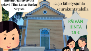 Taipalsaaren kirkko, piirrettyjä ihmisiä ympärillä keskustelemassa